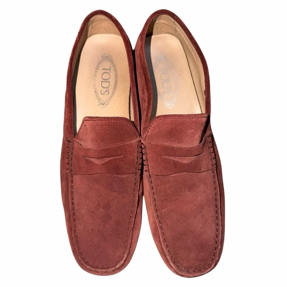 Tod's Men's Suede Loafers - Burgundy Mens 9‎